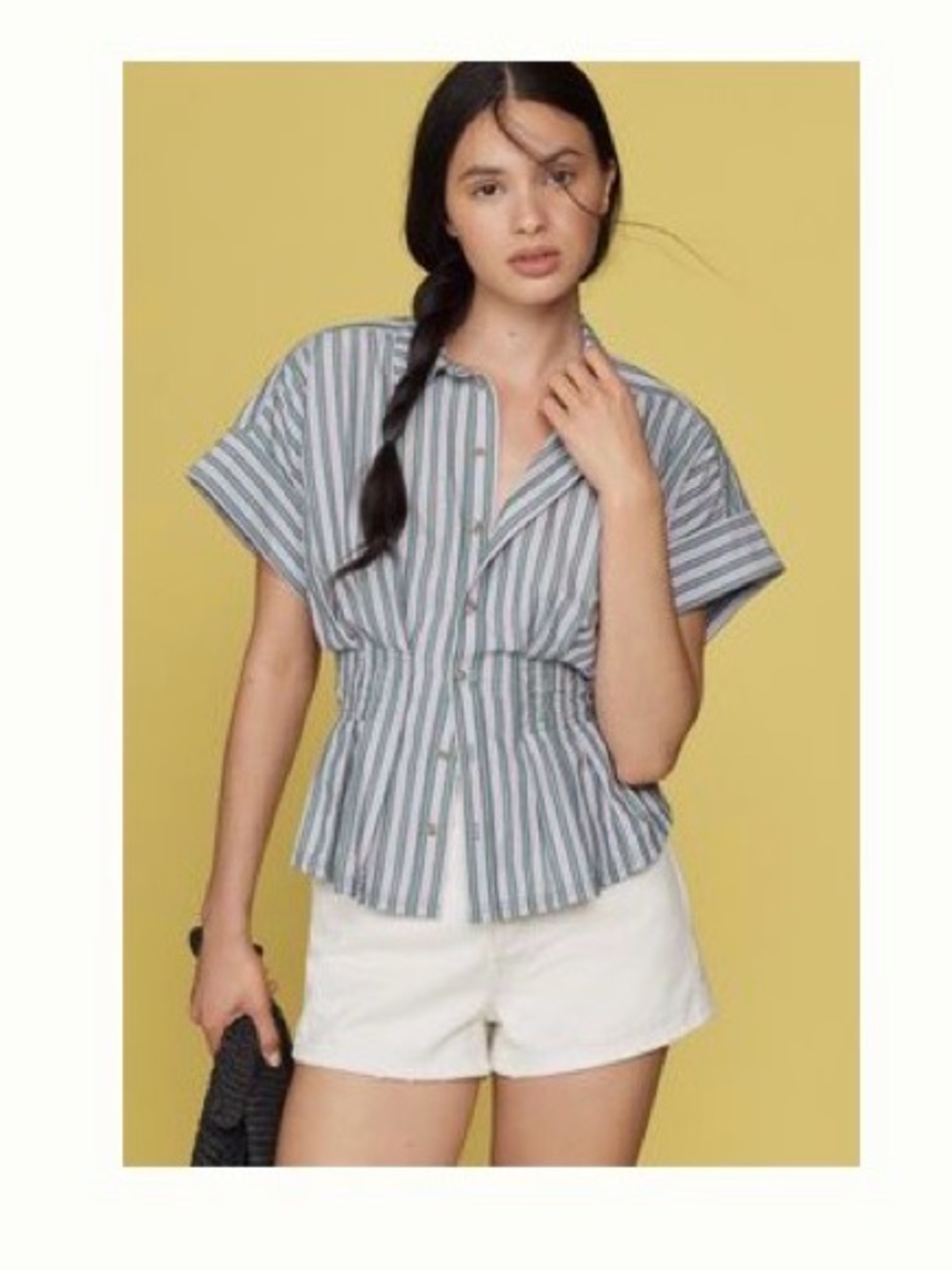 Bobbie short sleeve fitted waist blouse by pilcro Anthropologie